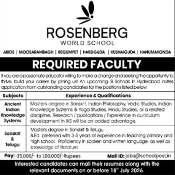 Job Opportunity: Educator Positions at Rosenberg World School