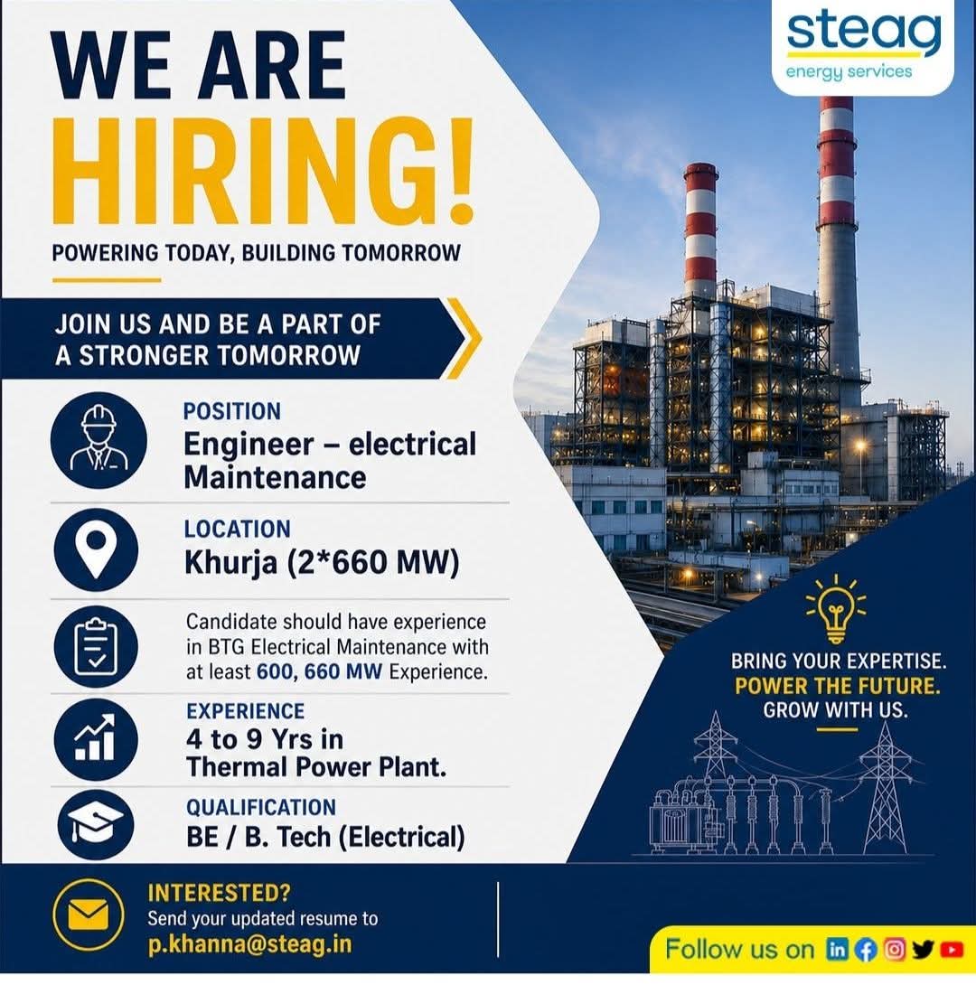 Job Opportunity: Electrical Maintenance Engineer at STEAG