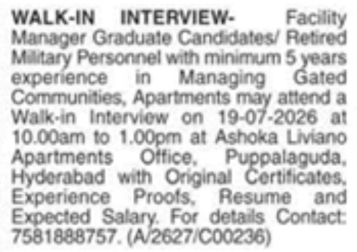 Job Opportunity: Facility Manager