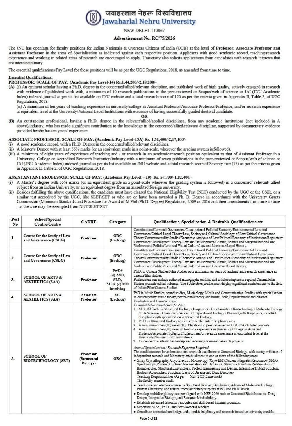 Job Opportunity: Faculty Positions at JNU New Delhi