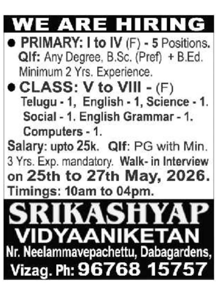 Job Opportunity: Female Teaching Roles at Srikashyap Vidyaaniketan