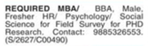 Job Opportunity: Field Survey Researcher Role for PhD Research Project
