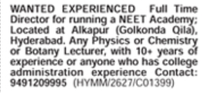 Job Opportunity: Full-Time Director for NEET Academy