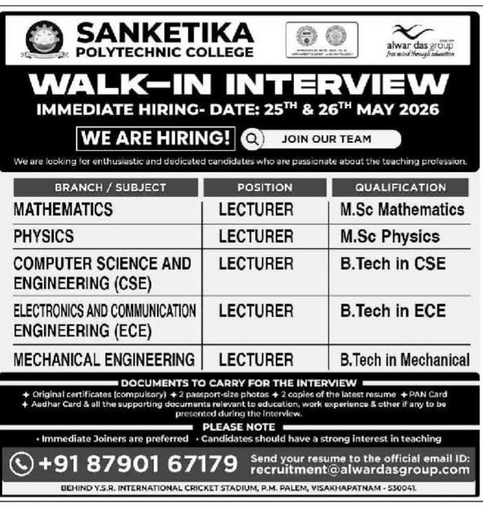 Job Opportunity: Lecturer Roles at Sanketika Polytechnic College
