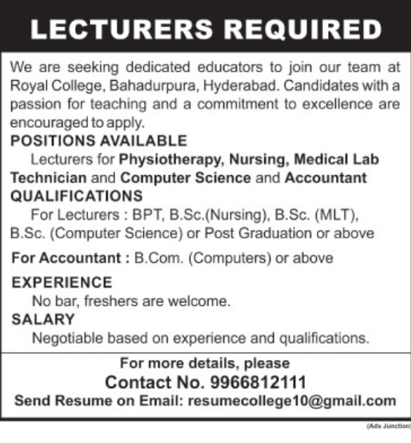 Job Opportunity: Lecturers and Accountant