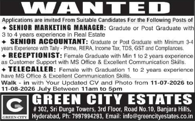 Job Opportunity: Management, Finance, and Office Roles