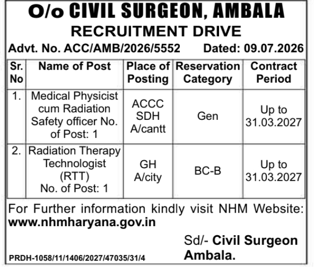 Job Opportunity: Medical Physicist and Radiation Technologist
