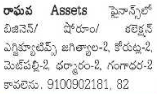 Job Opportunity: Multiple Executives (Raghava Assets Finance)