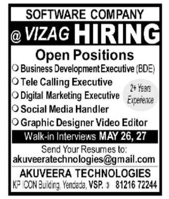 Job Opportunity: Multiple IT & Marketing Roles at Akuveera Technologies