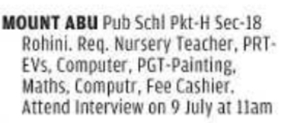 Job Opportunity: Multiple Teaching and Staff Roles at Mount Abu Public School