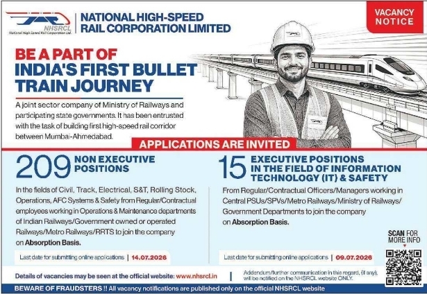 Job Opportunity: NHSRCL Bullet Train Project Recruitment