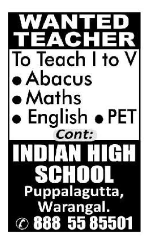 Job Opportunity: Primary Teaching Roles at Indian High School