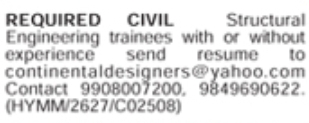 Job Opportunity: Recruitment of Civil Structural Engineering Trainees by Continental Designers