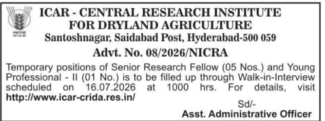 Job Opportunity: Research Roles at ICAR-CRIDA