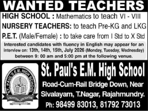 Job Opportunity: School Faculty