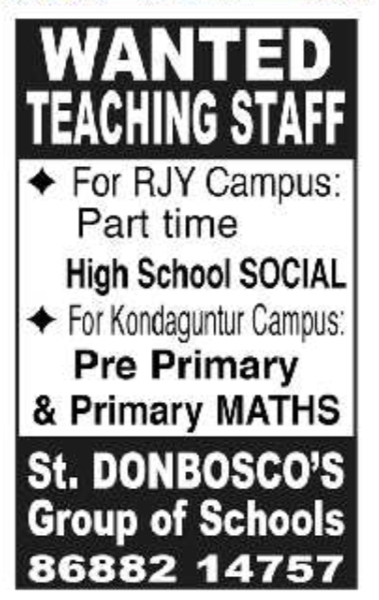 Job Opportunity: School Teaching Staff