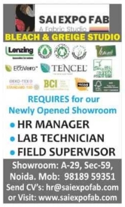 Job Opportunity: Staff Recruitment at Sai Expo Fab, Noida