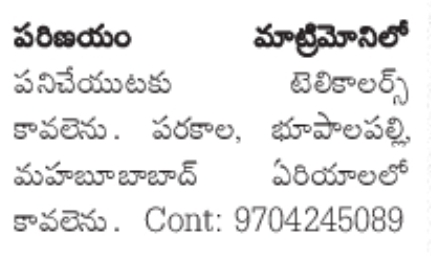Job Opportunity: Telecallers (Parinayam Matrimony)