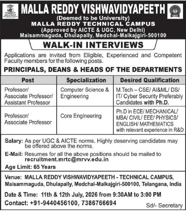 Job Opportunity: University Leadership and Faculty Roles