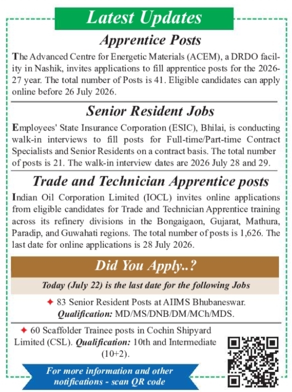 Job Vacancies: Apprentice and Medical Roles