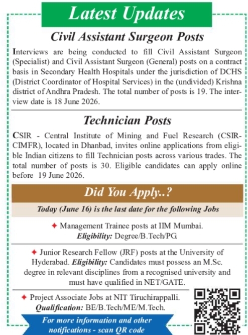 Job Vacancies: Civil Assistant Surgeon and Technician Recruitment