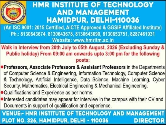 Job Vacancies: HMR Institute Faculty Positions