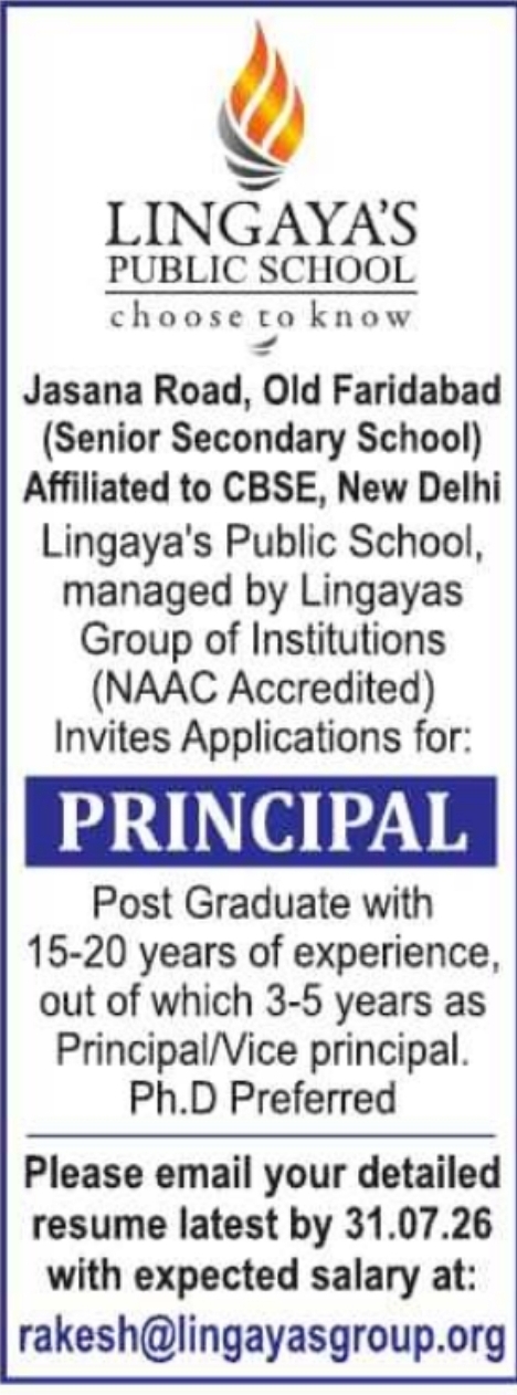 Job Vacancies: Principal