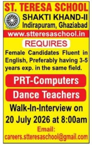 Job Vacancies: PRT-Computers & Dance Teachers