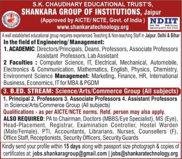 Job Vacancy: Academic and Staff Recruitment at Shankara Group