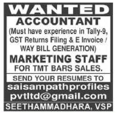 Job Vacancy: Accountant & Marketing Staff