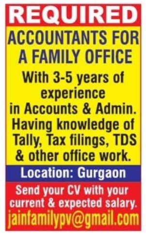 Job Vacancy: Accountants at a Family Office