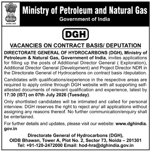 Job Vacancy: Director and Project Director Recruitment at DGH Noida