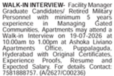 Job Vacancy: Facility Manager