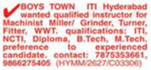 Job Vacancy: Instructors at Boys Town ITI Hyderabad