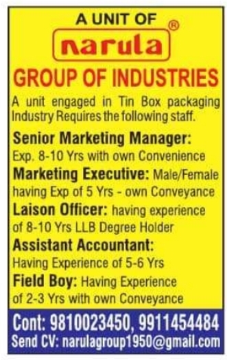 Job Vacancy: Marketing, Accounts & Legal Officers