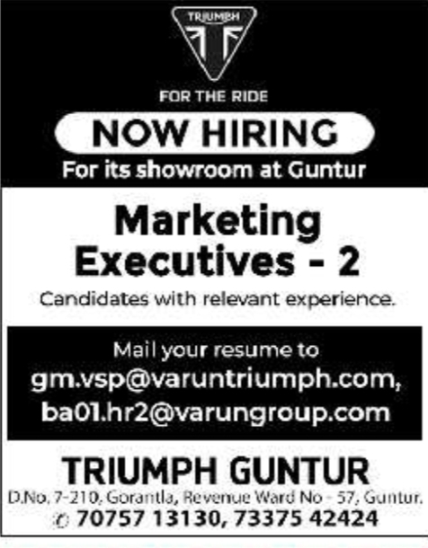Job Vacancy: Marketing Executives