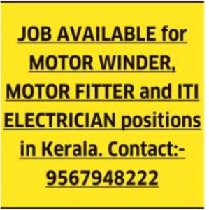 Job Vacancy: Motor Winder, Fitter, and ITI Electrician
