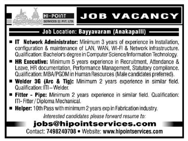 Job Vacancy: Multiple Positions at Hi-Point Services