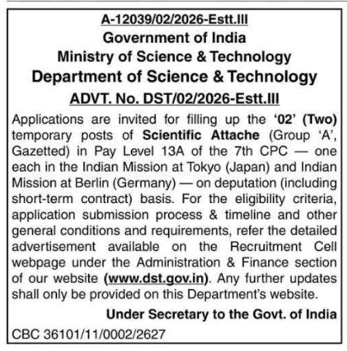 Job Vacancy: Scientific Attache Positions in Tokyo and Berlin