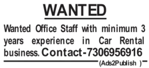 Job Vacancy: Office Staff