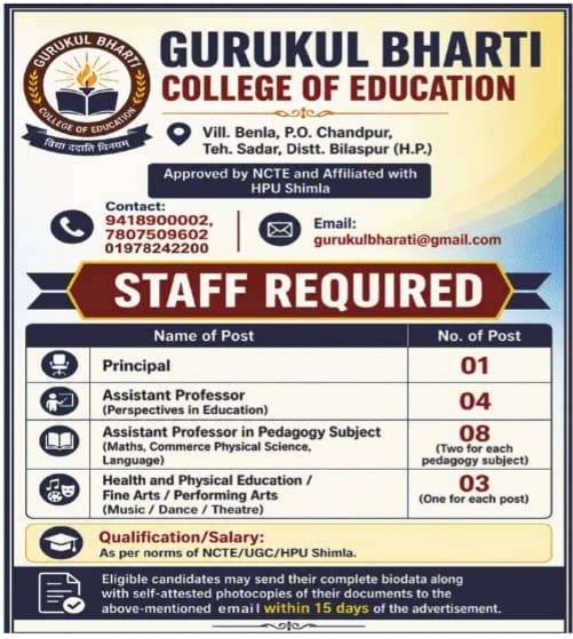 Job Vacancy: Principal & Professors (Gurukul College)