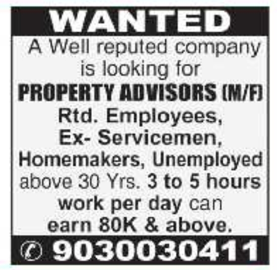 Job Vacancy: Property Advisors