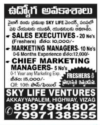 Job Vacancy: Sales and Marketing Roles at Sky Life Ventures