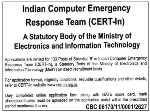 Job Vacancy: Scientist 'B' Posts on Direct Recruitment Basis