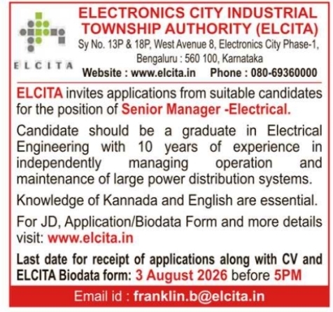 Job Vacancy: Senior Manager - Electrical