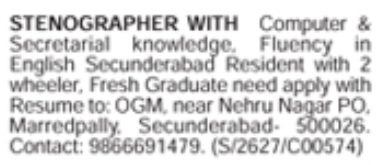 Job Vacancy: Stenographer Role