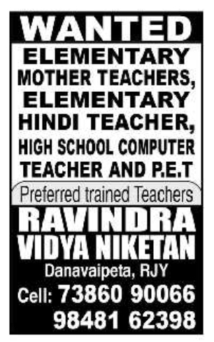 Job Vacancy: Teaching Staff at Ravindra Vidya Niketan