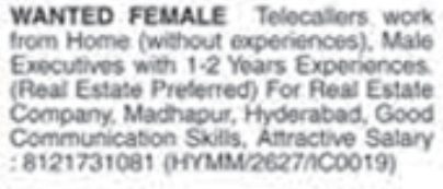 Job Vacancy: Telecallers & Real Estate Executives