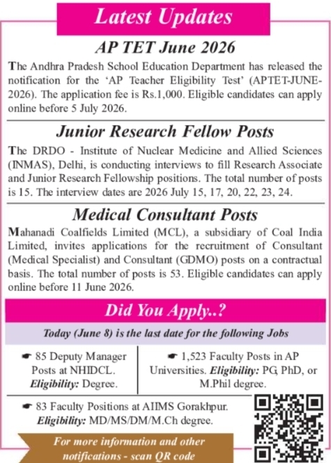 Latest Educational and Recruitment Exam Notifications