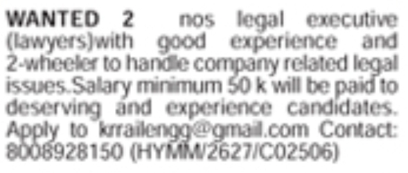 Legal Executive Job Vacancies